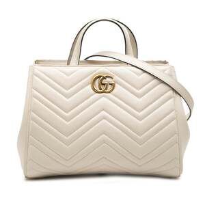 Gucci GG Marmont Handbag Shoulder Bag 2WAY 448054 White Leather Women's GUCCI